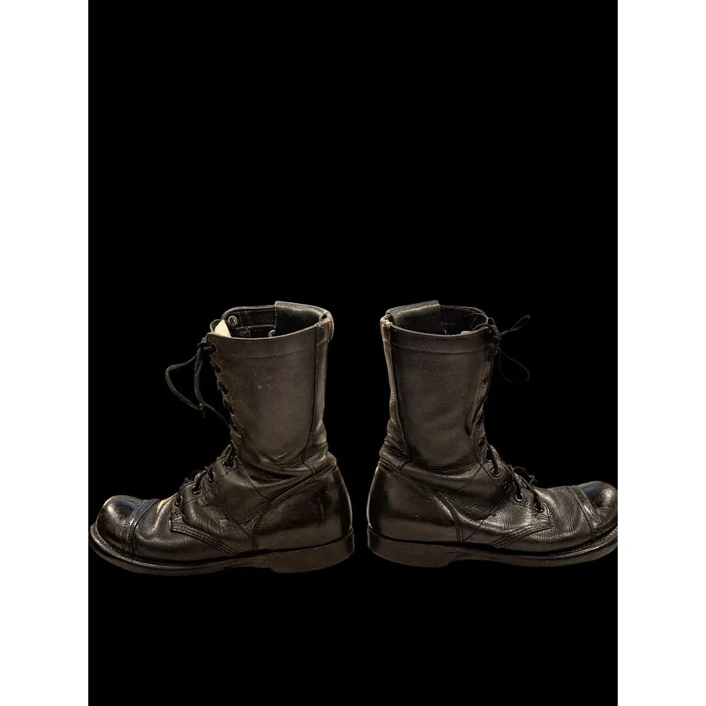 Vtg Bates Floataways Combat Jump Boots Black Leather Side Zip Men's 9.5 E